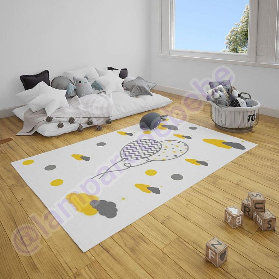 Balonlu Gri Beyaz Halı (HL23)