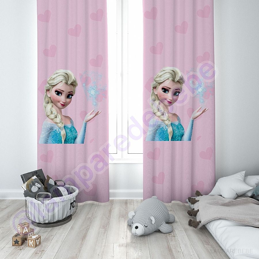 Elsa Model Pembe Desenli Fon Perde (P8)