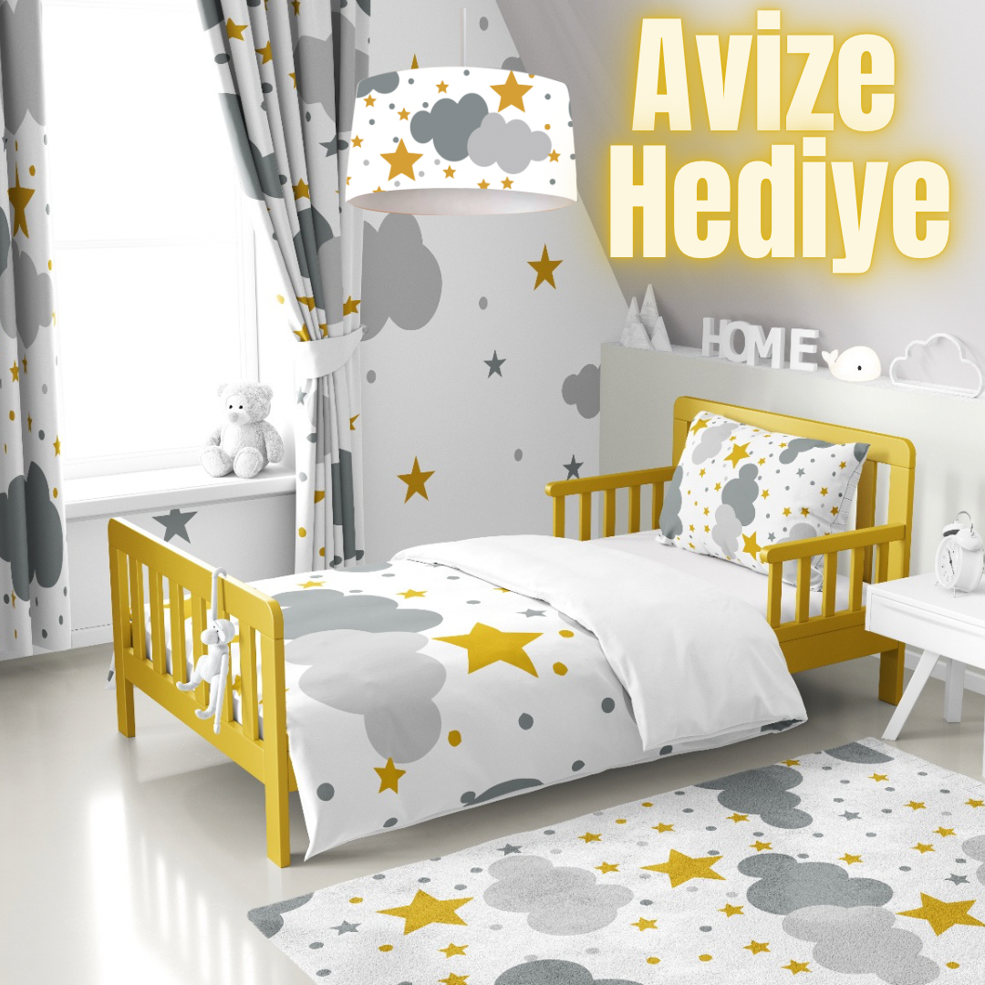 Bulut ve Yıldız Desenle Bebek/Çocuk Odası Takımı (Avize Hediye)