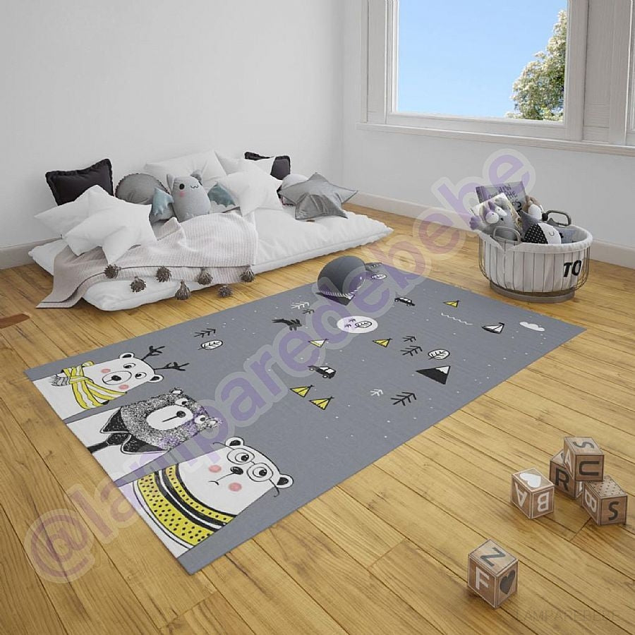 Sevimli Ayıcıklar Gri Model Halı (HL24)