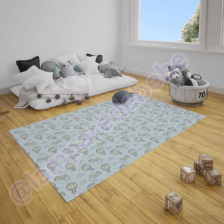 Uçan Balon Mavi Desen Halı (HL15)